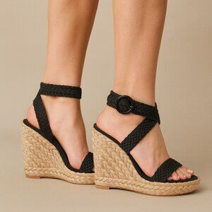 Stuart Weitzman “Alex” Platform Wedge Sandals – Black – Size 7.5